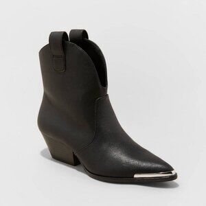 NEW! Ankle Western Cowboy Memory Foam Boots, Black - Universal Thread, Henley